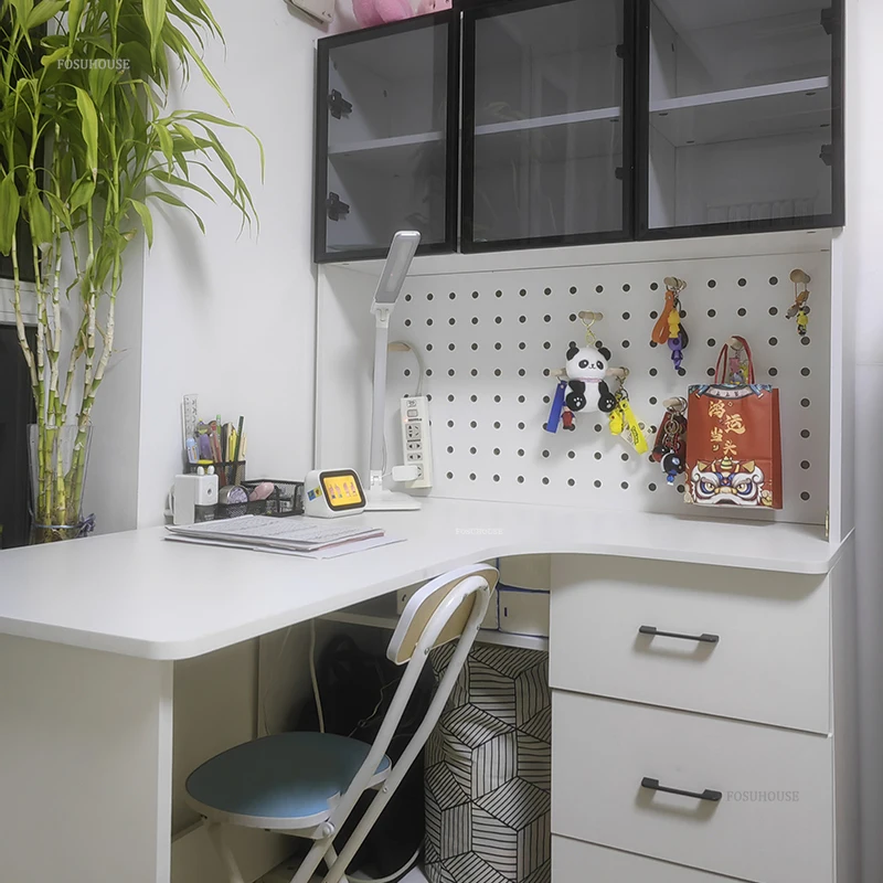 Modern Minimalist Computer Desks Office Furniture Bedroom Student Reading Desk Bookshelf Integrated Creative Corner Gaming Desk - Image 5