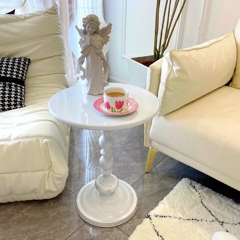 American Style Coffee Table Living Room Sofa Side Retro Iron Small Round Table Bedside Balcony Corner Desk Decor Furniture - Image 4