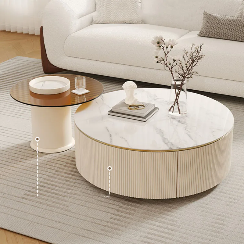Modern Nightstands Coffee Table Round Accent Folding Center Desk Table Dressing Luxury Juegos De Comedor Replica Furniture - Image 2