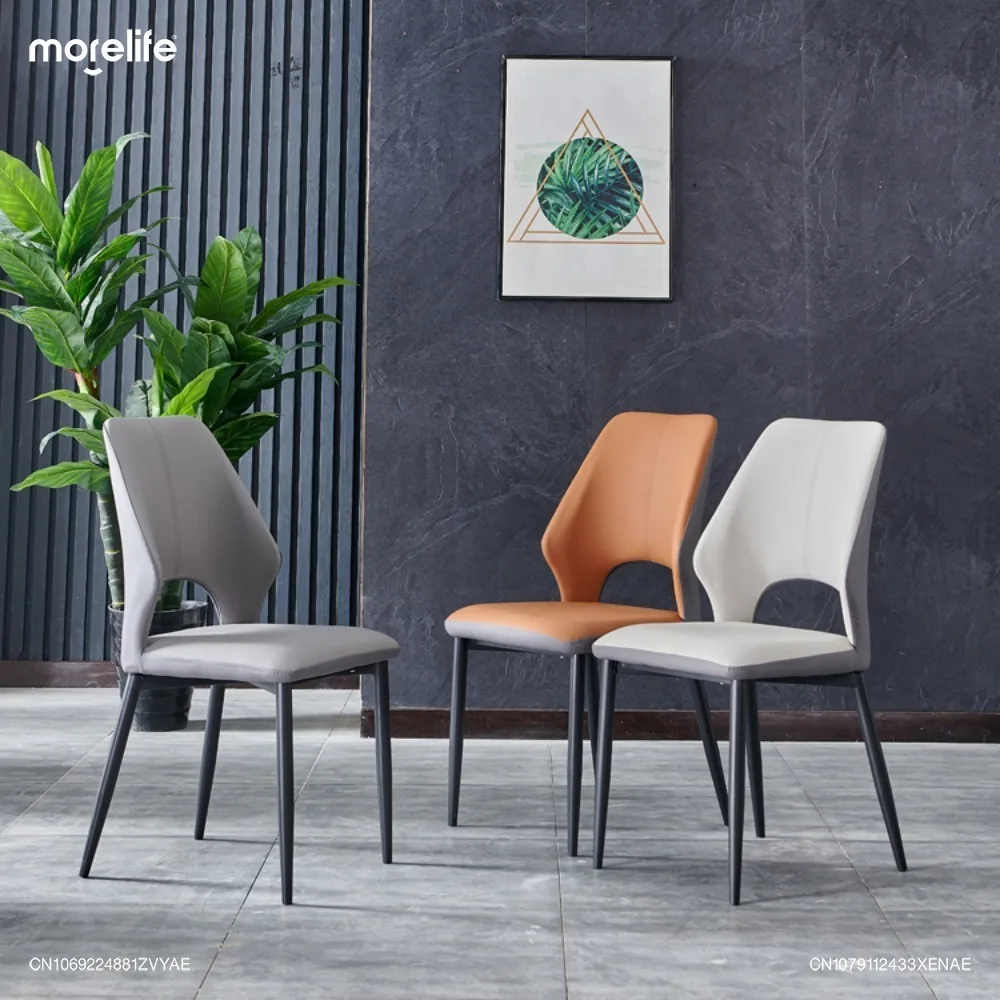 Italian Restaurant Faux Leather Dining Chair Light Luxury Nordic Hotel Designer Model Creative Minimalism Armchair Furniture K01 - Image 5