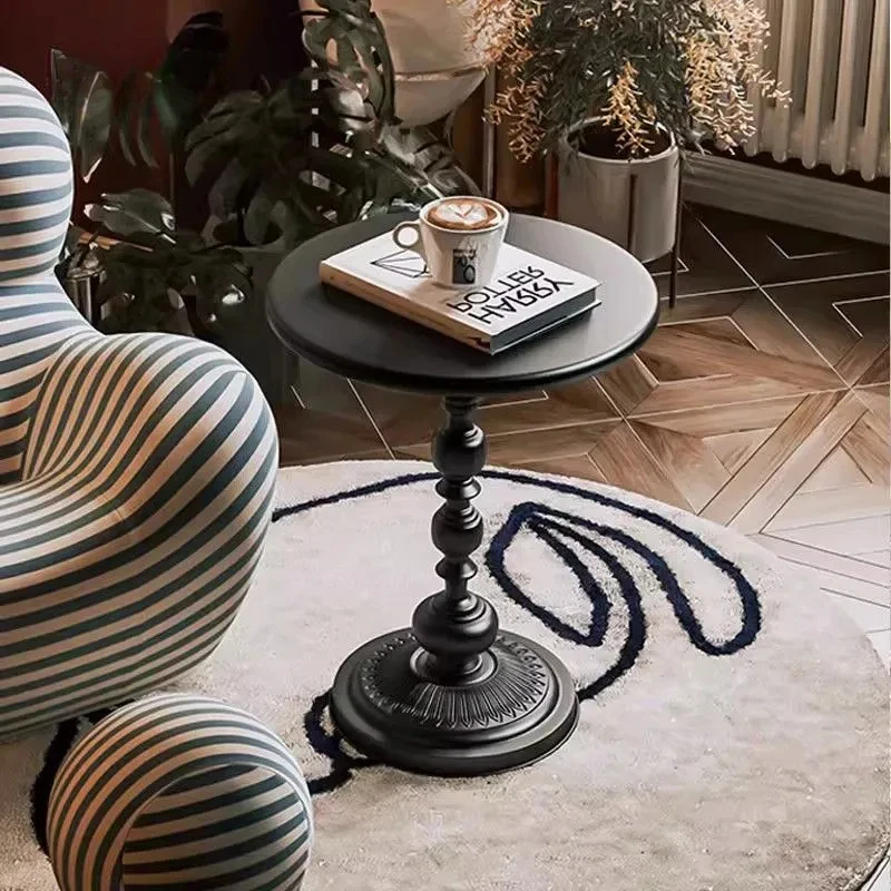 American Style Coffee Table Living Room Sofa Side Retro Iron Small Round Table Bedside Balcony Corner Desk Decor Furniture
