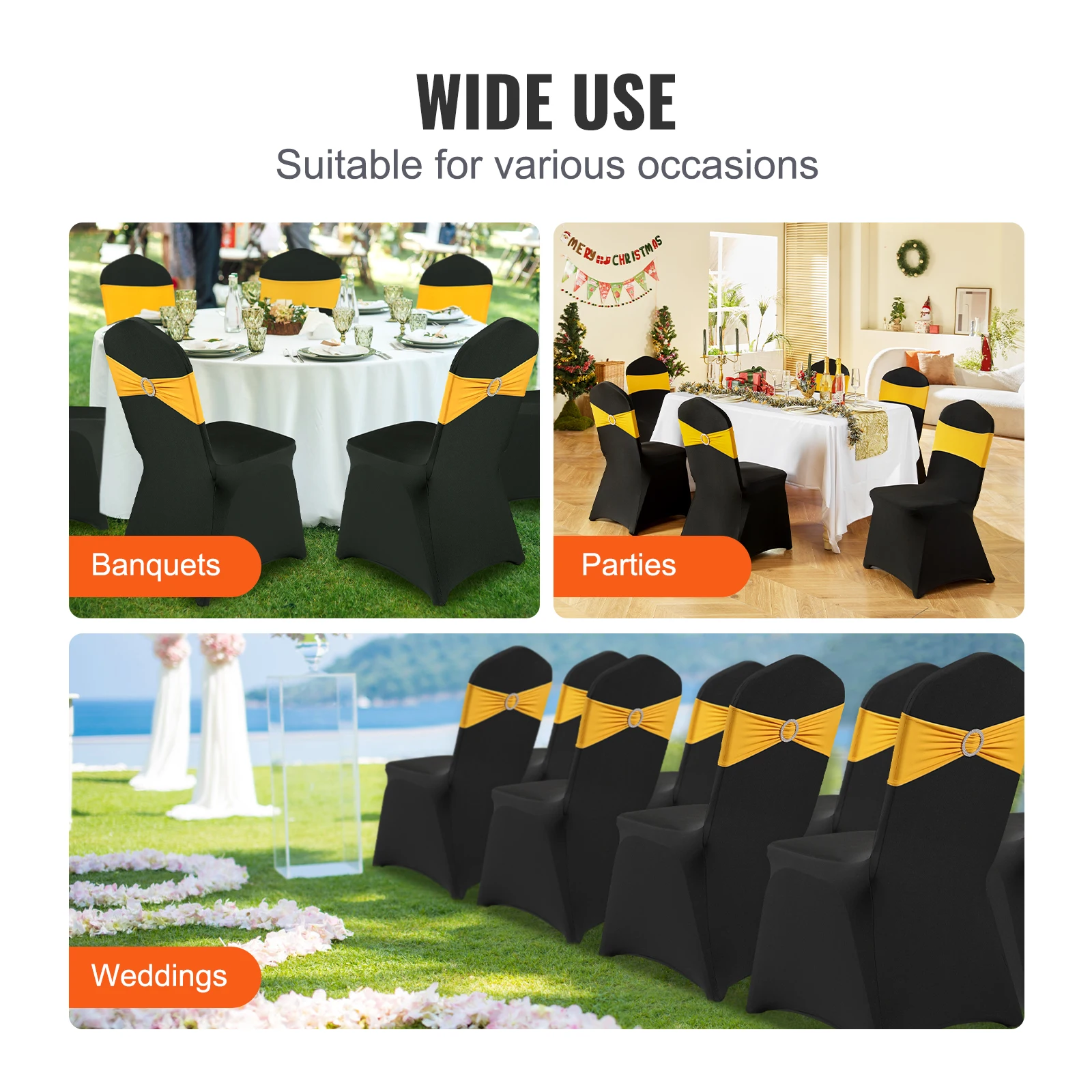 VEVOR 30PCS Stretch Spandex Folding Chair Covers Universal Fitted for Wedding Holiday Banquet Party Celebration Dining - Image 5