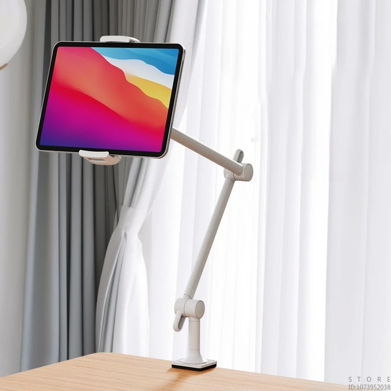 360° Cantilever Metal Desk Tablet Holder, Three-arm Suspension Adjustment, Suitable for 4.7-12.9-inch Mobile Phones and Tablets