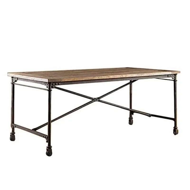 Industrial Style Iron Art Solid Wood Computer Desk Home Modern Simple Retro Desk Loft Table Painting Mesa Office Furniture Wall - Image 6