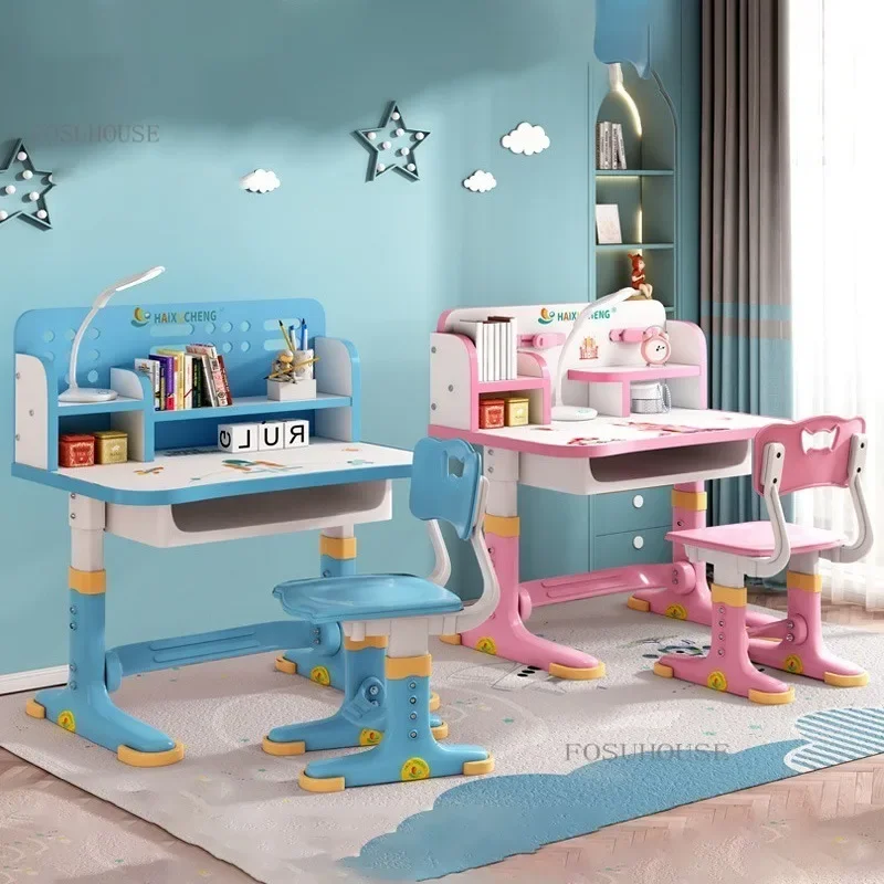 Children's Study Table Primary School Desk Liftable Plastic Student Writing Kids Table Household Desk and Chair Set for Kids