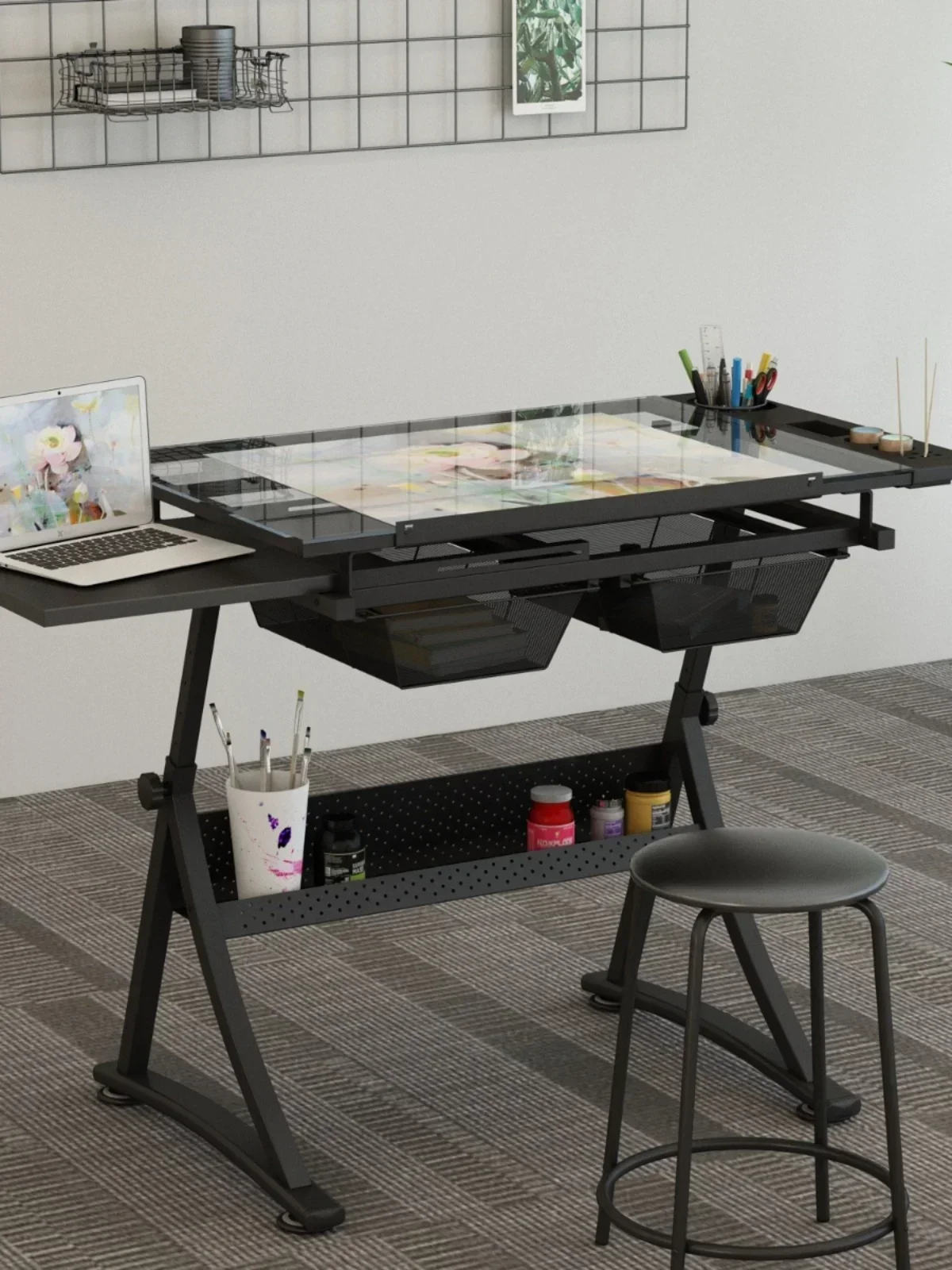 Glass drawing table Lifting Angle-adjustable Painting Table Desk Oil Painting Art Painting Design Architect - Image 5
