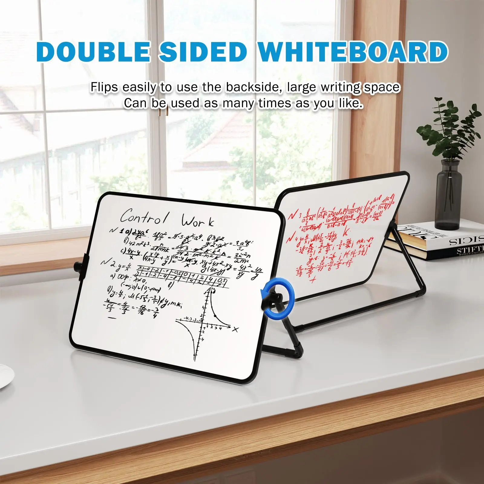 A4 Double-Sided Magnetic Whiteboard Dry Erase Portable Calendar Office Note Message Stand (Black) Easel Writing Tablet Black - Image 5