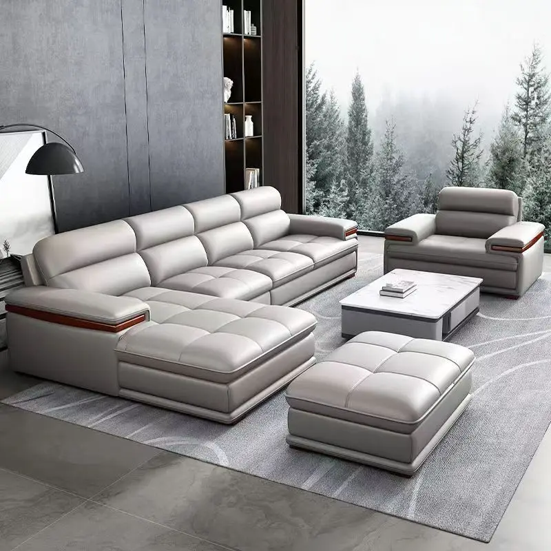MINGDIBAO Premium Italian Genuine Leather Sofa for Living Room Nordic Couch Sofas Seating Room Modern Elegant Sectional Sofa Set
