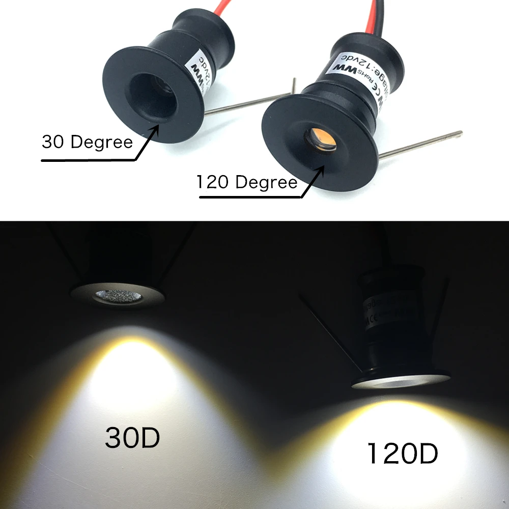 1W Mini Spotlight IP65 15mm Recessed Spot Leds Lights 12V Ceiling Downlight Stair Cabinet Spots Lamp with Transformer 110V-220V - Image 4