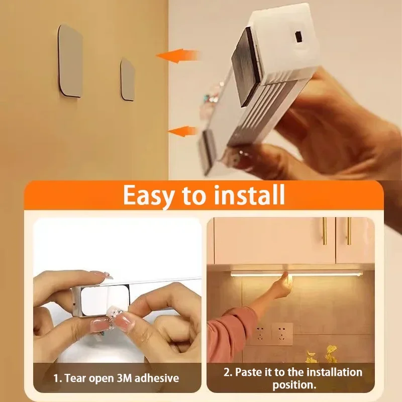 LED Motion Sensor Light Wireless LED Night Light Type C Rechargeable Light Cabinet Wardrobe Lamp Staircase Backlight For Kitchen - Image 6