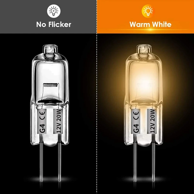 20 Pcs G4 Halogen Bulbs,20W 12V Halogen Light Bulbs 2 Pin Clear Lamp Bulb,For Cooker Lighting,Signal Lights,Track - Image 3