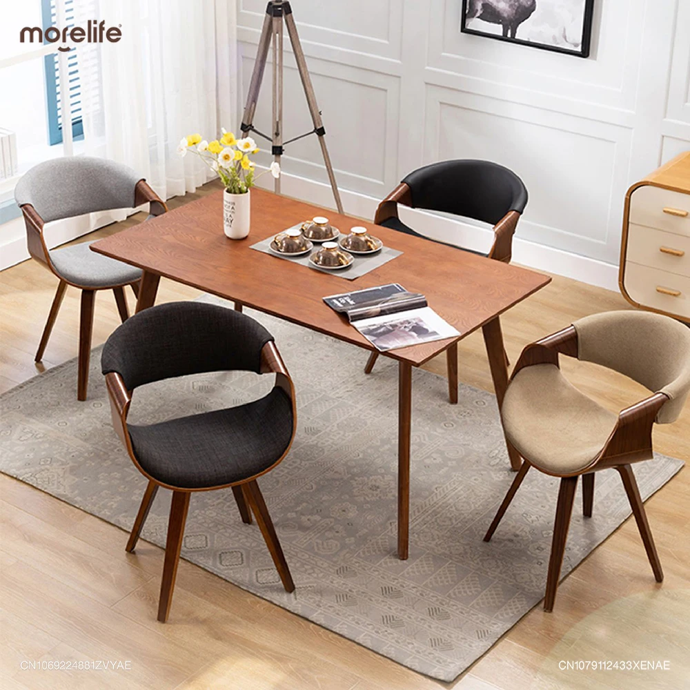 Nordic Dining Chair Kitchen Simple Wood Luxury Chair Balcony Faux Leather Leisure Designer Writing Stool Home Furniture F01+ - Image 2