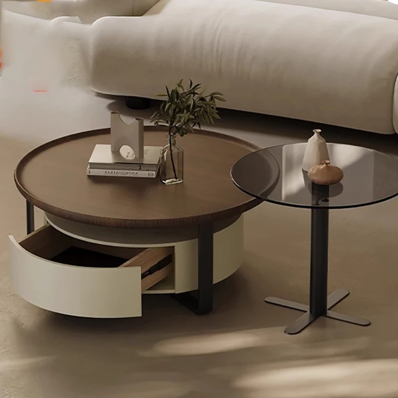 Cute Minimalist Round Coffee Table Accent Tea Luxury Console Coffee Table Bed Wooden Modern Meuble Salon Living Room Furniture