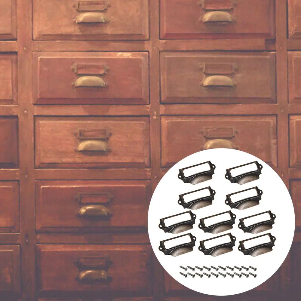 10pcs 70*30mm Drawer Handle Retro Bronze Label For Gift Box Cabinet Cupboard File Case Apothecary Furniture Hardware - Image 4
