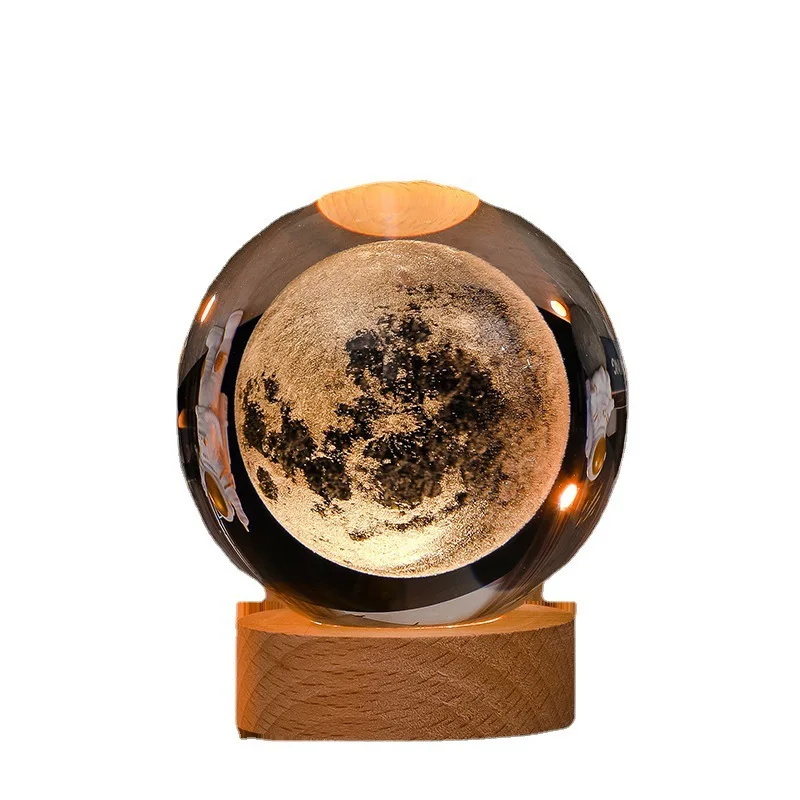 6cm 3D Crystal Ball Crystal Planet Night Light Laser Engraved Solar System Globe Astronomy Birthday Gift Home Desktop Decoration - Image 6