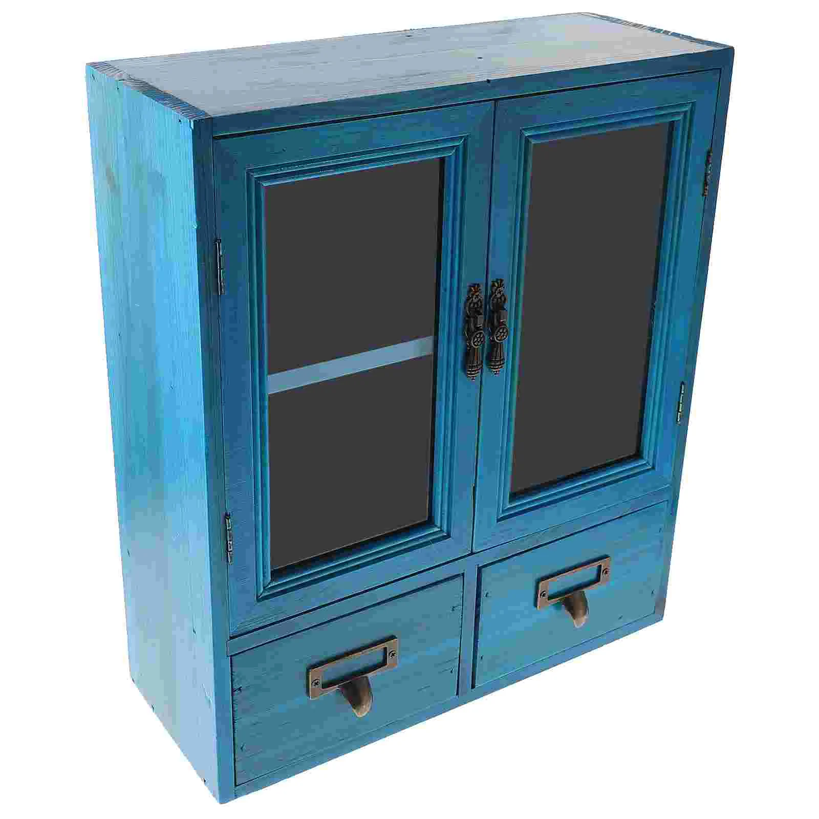 Wall Wooden Cabinet Countertop Storage Showcase Rural Furniture House Decoration Display for - Image 5