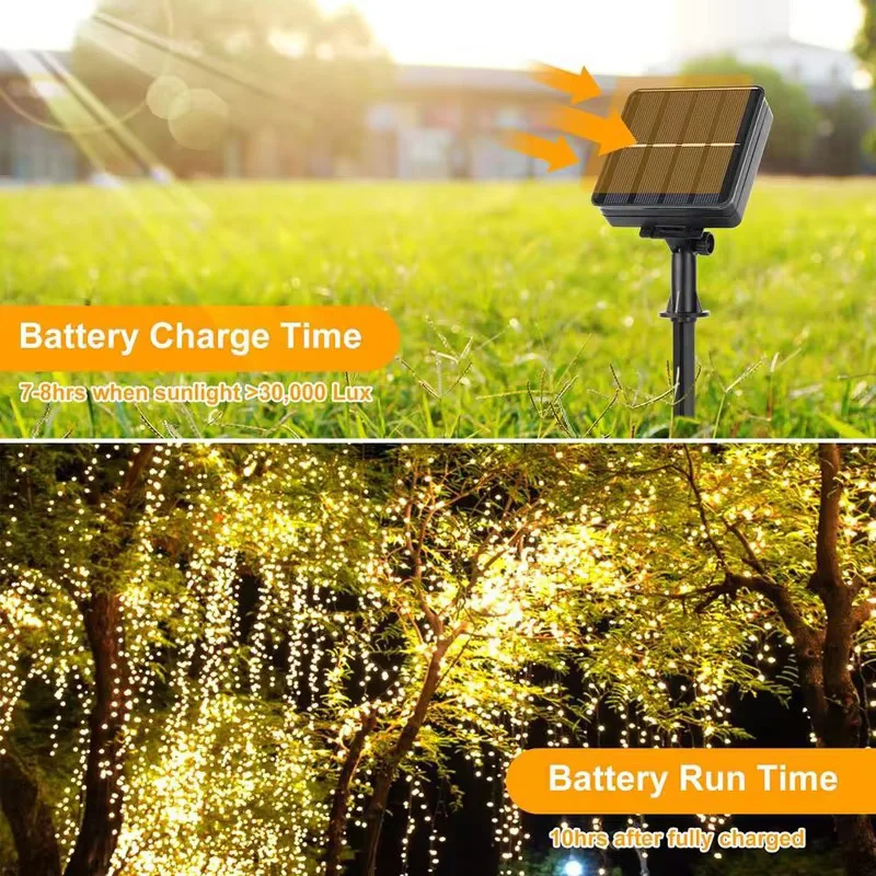 5m/10m/20m/30m LED Solar Light Outdoor Waterproof Garden Fairy String Lights 8 Modes Lighting For Christmas Copper Wire Lamp - Image 2