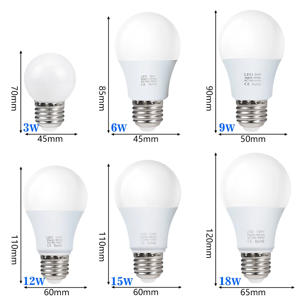 3W 6W 9W 12W 15W 18W LED Bulb Lamps E27 Lampada LED Light Bulb AC 220V-240V Smart IC High Brightness Bombilla Lamp Spotlight - Image 2
