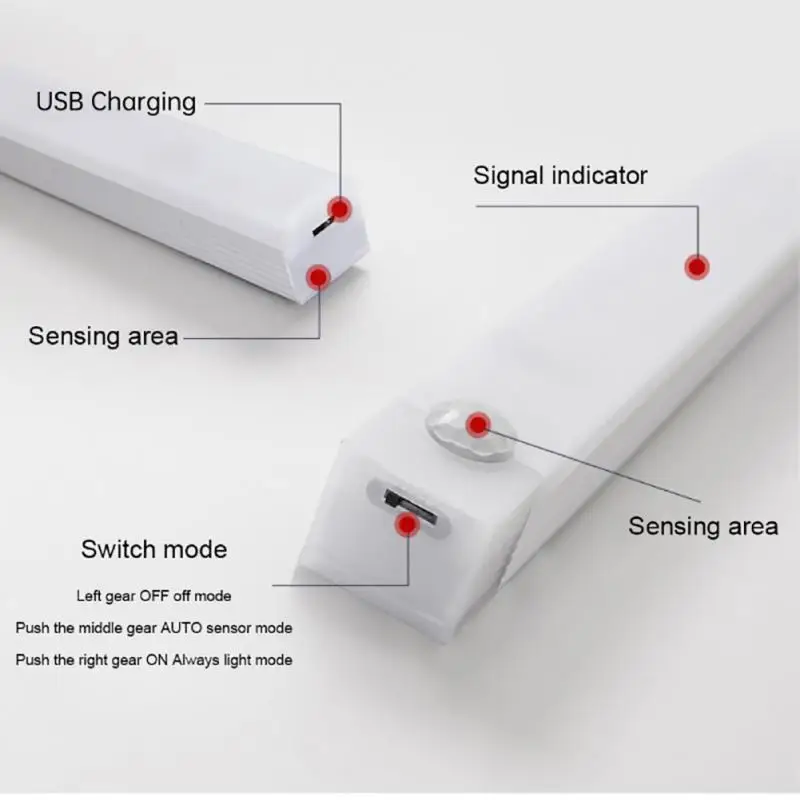 10/20/30/50cm Motion Sensor Night Light Tube Wireless LED Light USB Rechargeable Wardrobe Cabinet Lamp For Home Kitchen Bedroom - Image 6