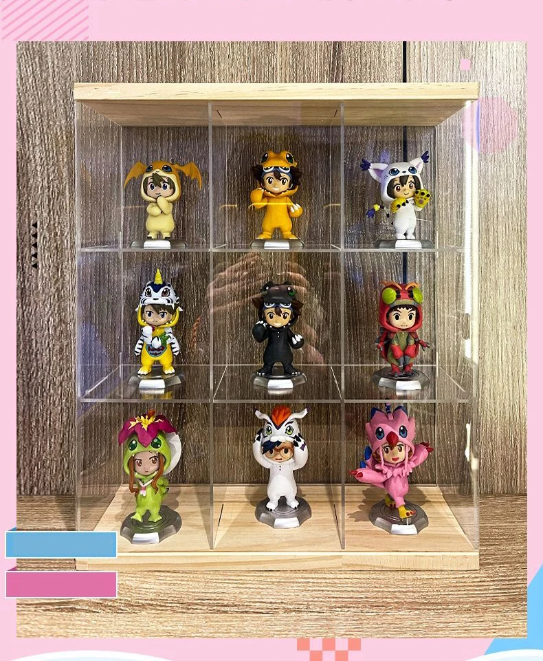 Clear Acrylic Display Case Cabinet with Door for Funko Figures,3/6/9 Grid Dustproof Wood Showcase for Toys Collectibles Model - Image 4