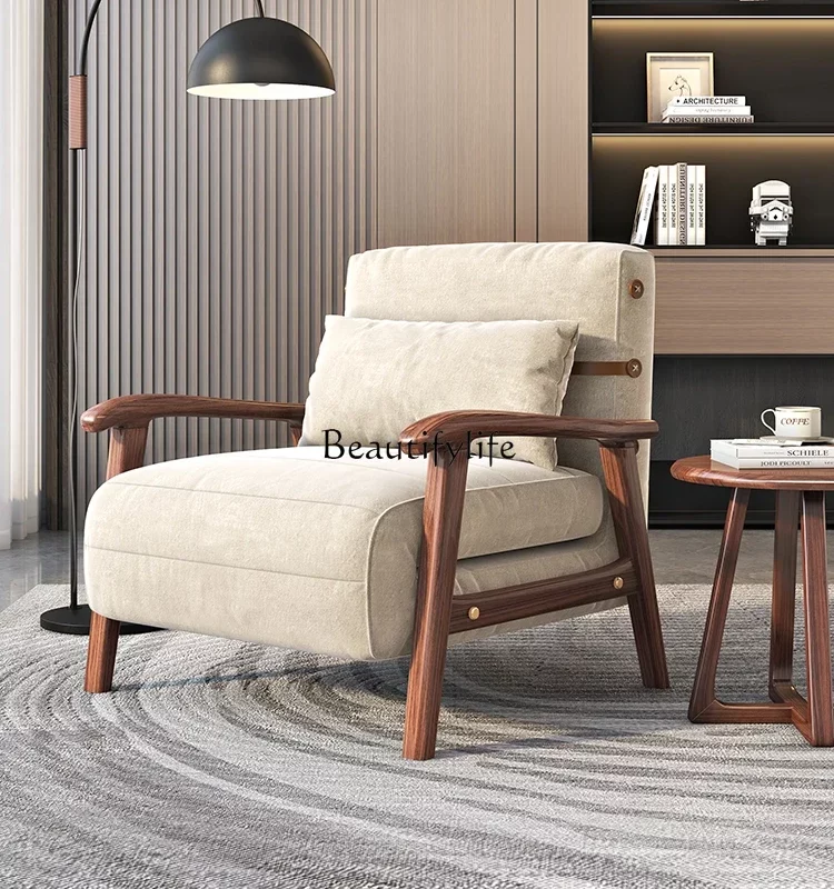 Solid Wood Sofa Bed Flexible Foldable Dual-Use Armchair Lazy Sofa