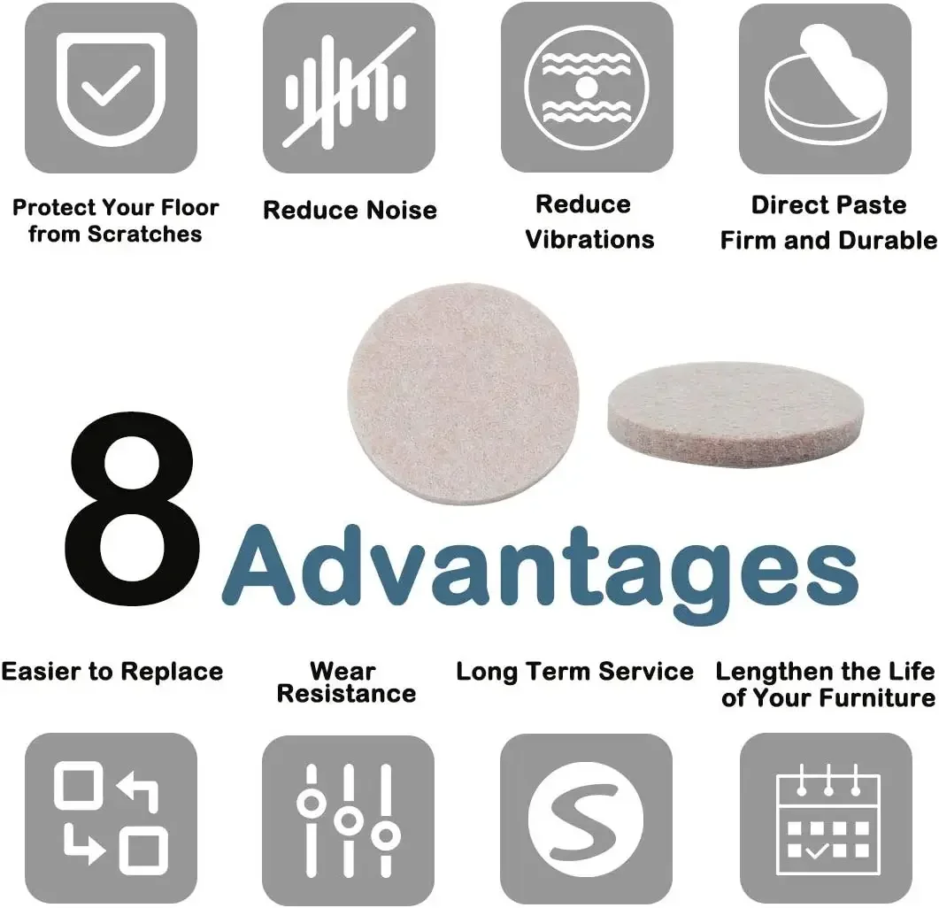 Felt Pad Round Furniture Pads Chair Legs Anti Scratch Floor Protector Self-Adhesive Furniture Sliders for Hardwood Floors Table - Image 6