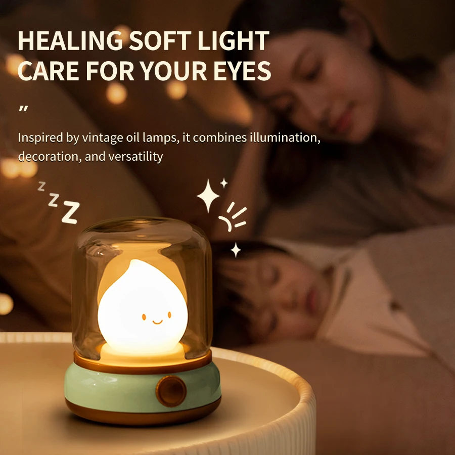 Retro Oil Night Lamp USB Charging Dimming Timing Nightlights Soft Light Baby Sleeping Bedroom Bedside Emotional Lighting - Image 2