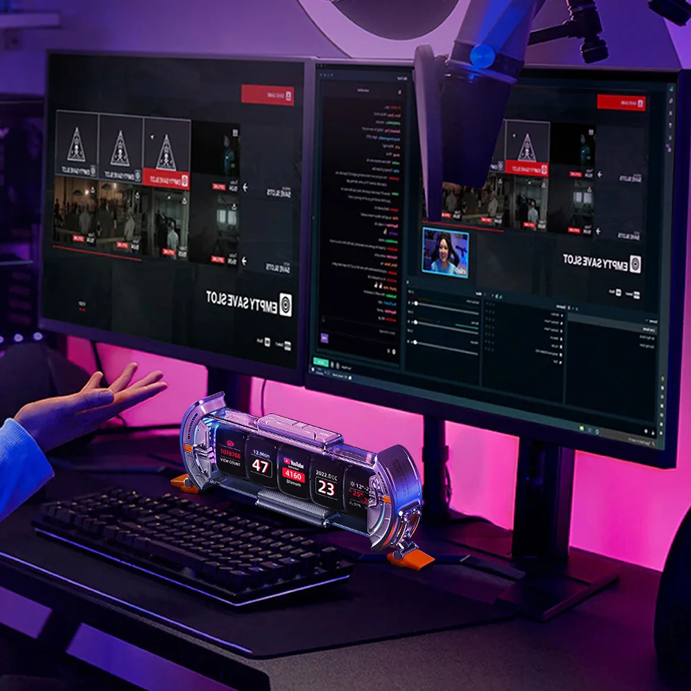 Times Gate Cyberpunk RGB Gaming Desk Accessories - IPS Monitor Pixel DIY for PC Game Setups Decor for Gaming Rooms Desks - Image 5