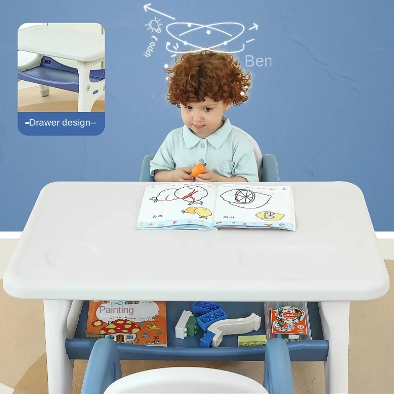 Learning Table and Chair Set for Kids Small Kindergarten Desk Baby Writing Table Household Plastic Play and Study Desk - Image 2
