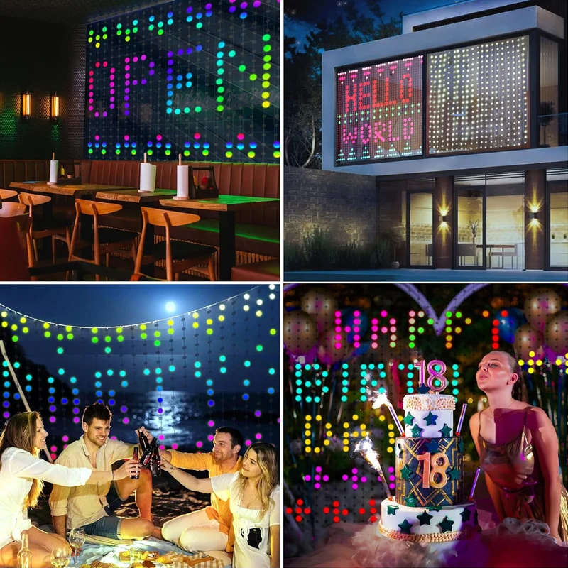 400LEDs Smart Curtain Lights App Control LED String RGB Fairy Lights USB DIY Text Pattern Music Change Display Party Room Decor - Image 6
