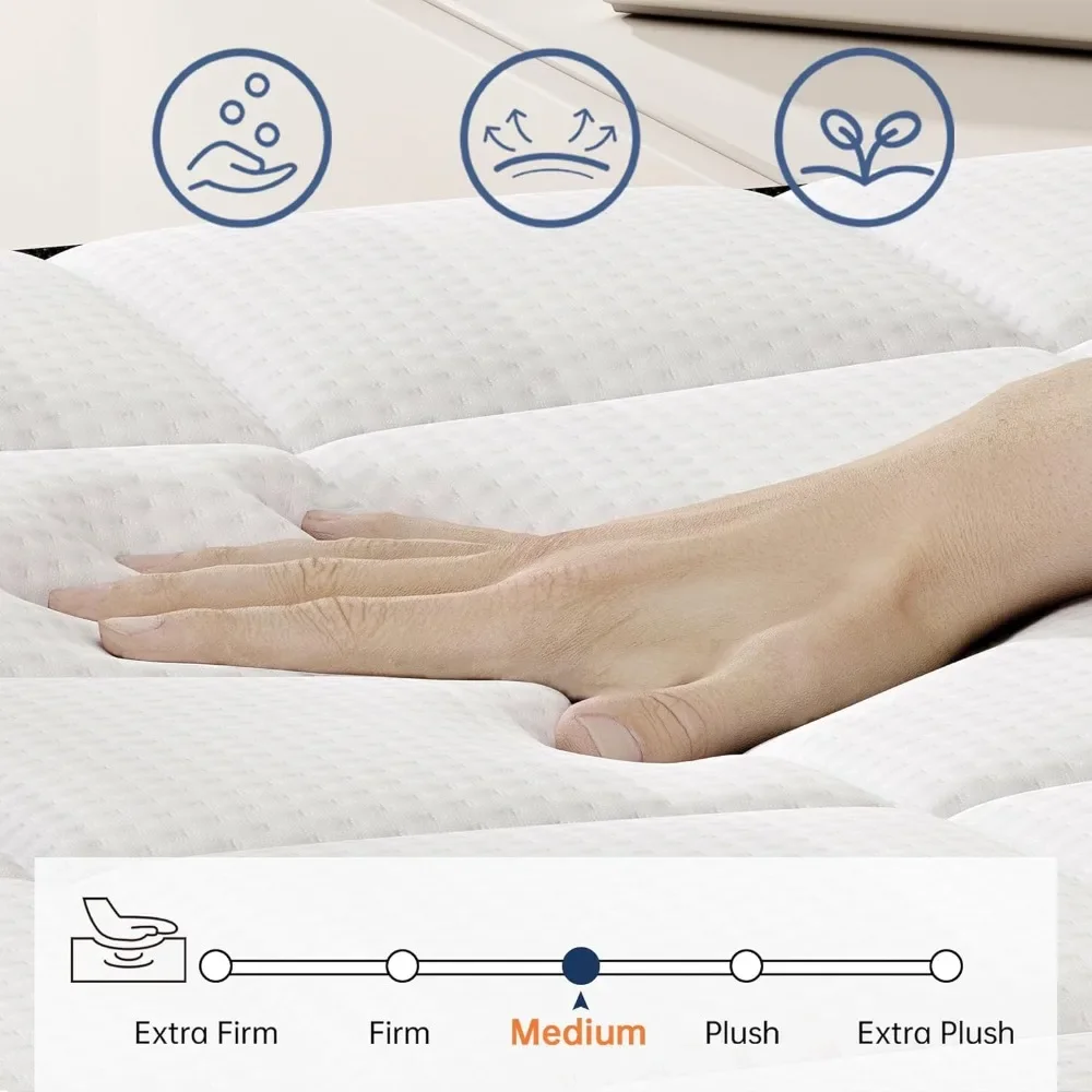Pressure Relief Matress Medium Firm Mattress With Memory Foam and Pocket Springs Queen Mattress Full Size Bed in - Image 2