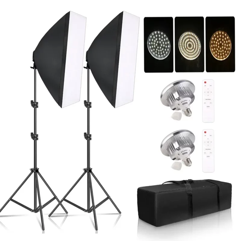Photography 50x70CM Softbox Lighting Kits Professional Light System With E27 Photographic Bulbs Photo Studio Equipment