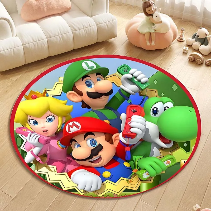 Gamer Super Mario Printed Round Rug, Bedroom, Living Room, Doormat, Sofa Table, Home Decor, Area Rug, Floor Mat,Kids Play Mat - Image 5