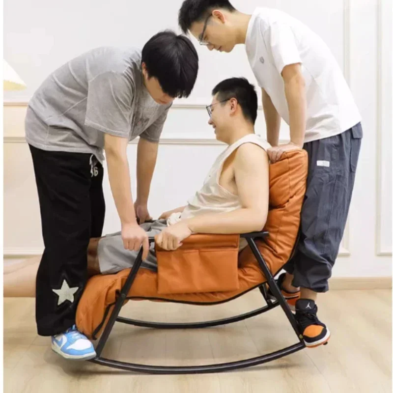 Adult Rocking Chair Living Room Relaxing Lounge Armchair Bed Balcony Sun Recliner Foldable Storage Lazy Sofa Furniture - Image 5