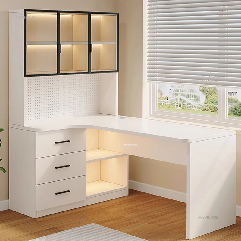 Modern Minimalist Computer Desks Office Furniture Bedroom Student Reading Desk Bookshelf Integrated Creative Corner Gaming Desk - Image 2