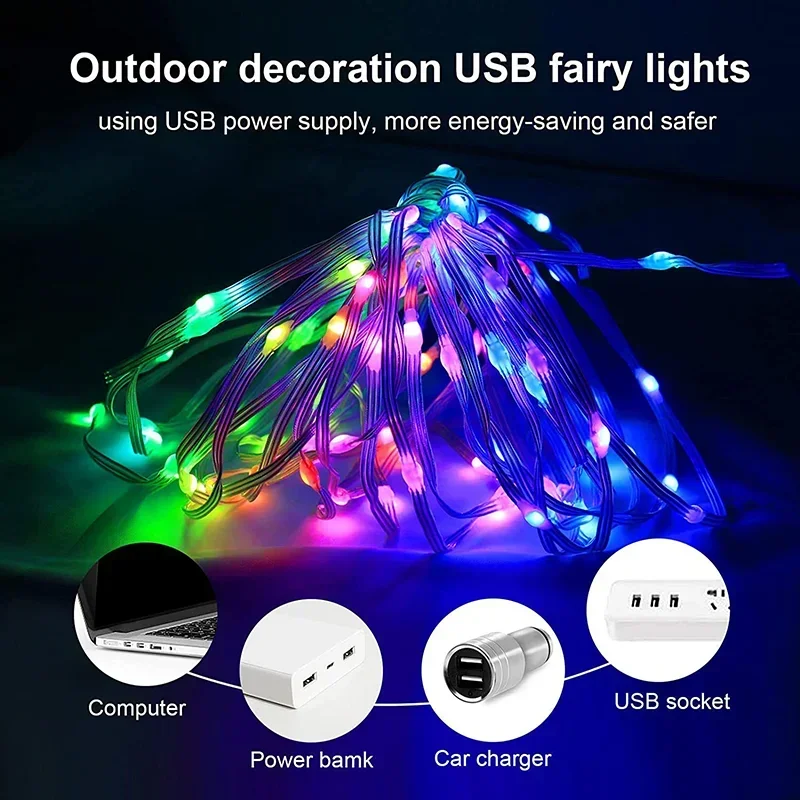 Dreamcolor Rgb Led Strip WS2812B Bluetooth Smart String Fairy Lights Christmas Garland Light Waterproof For Party Curtain Room - Image 4