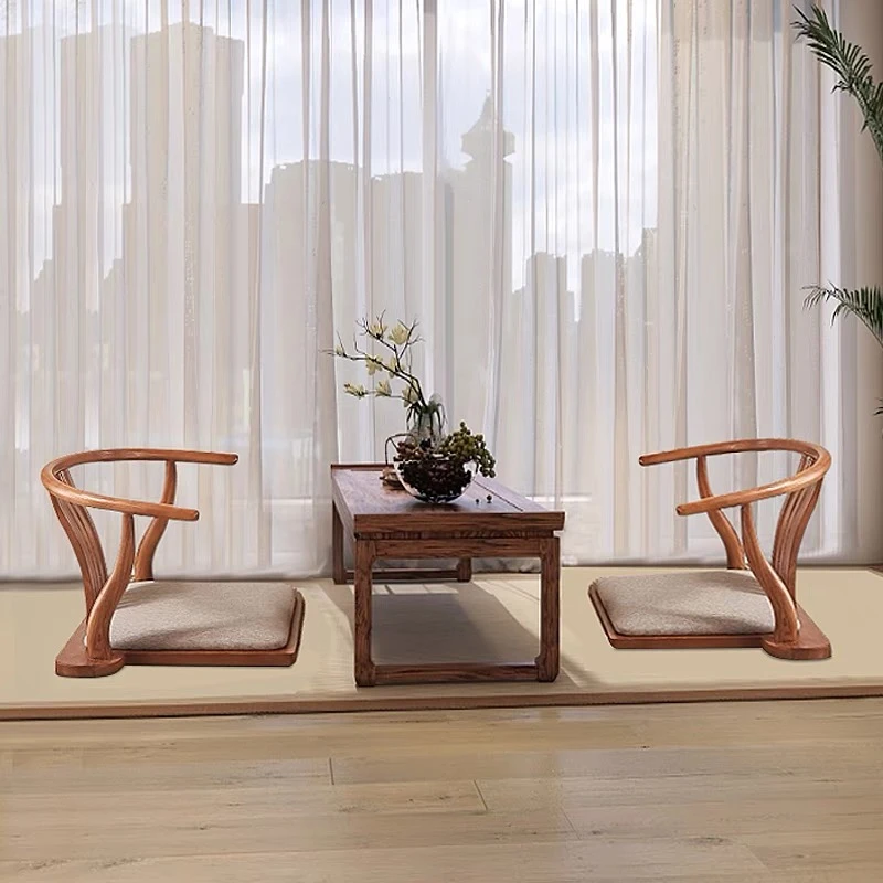 Zaisu Legless Chair for Sitting on The Floor Unique Janpanese Tatami Armchair Seat with Cushion Living Room Accent Furniture - Image 6