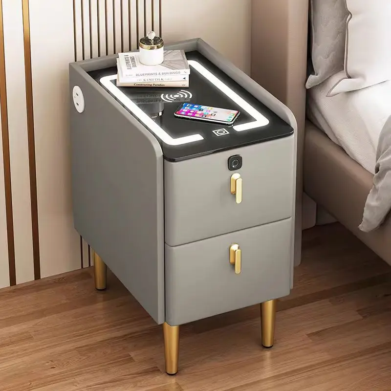 Smart Wooden Bedside Table with Wireless Charging Modern Style Multi-Function 2 Drawers Bedroom Nightstand End Table 30cm - Image 2