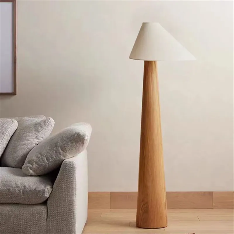 Tapered Oak Wood Floor Lamp Wabi-sabi Vintage Floor light for Living Room Bedroom Study Tea House Cafe Solid Wood table Lamp - Image 4