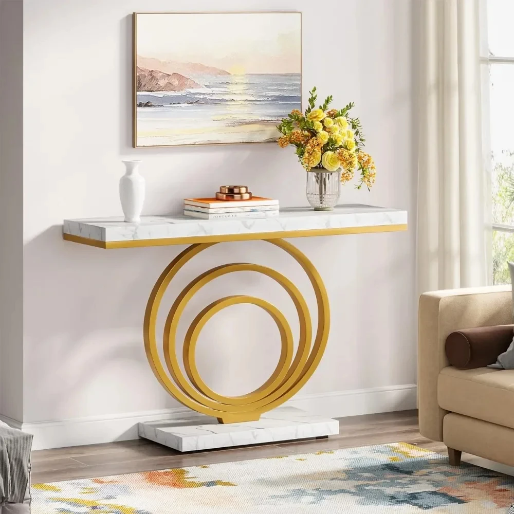 41-Inch Gold Entryway Table, Modern Console Table Narrow Long, Contemporary Accent Table for Living Room, Hallway, Entrance - Image 6