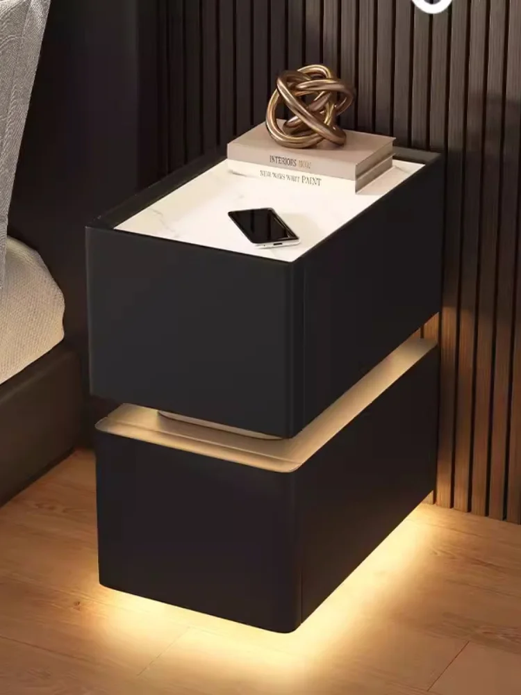 Creative 25cm Smart Bedside Table with Sensor Light Nordic Style Storage Cabinet Bedroom Nightstand with Wireless Charging - Image 4