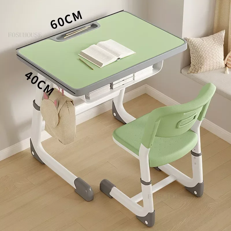 Wooden Kid's Study Table Primary School Student's Liftable Desk Children Furniture Household Writing Table and Chair Set - Image 3