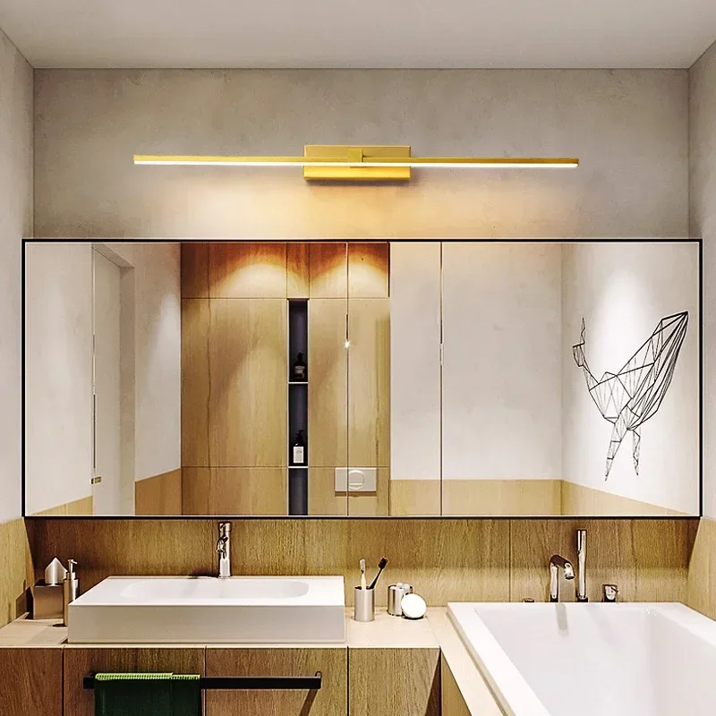 Modern LED Wall Lamp Bathroom Hardwares Golden Bathroom Mirror Lamp For Bedroom Living Room Wall Sconce Bath Mirror Line Lamp - Image 4