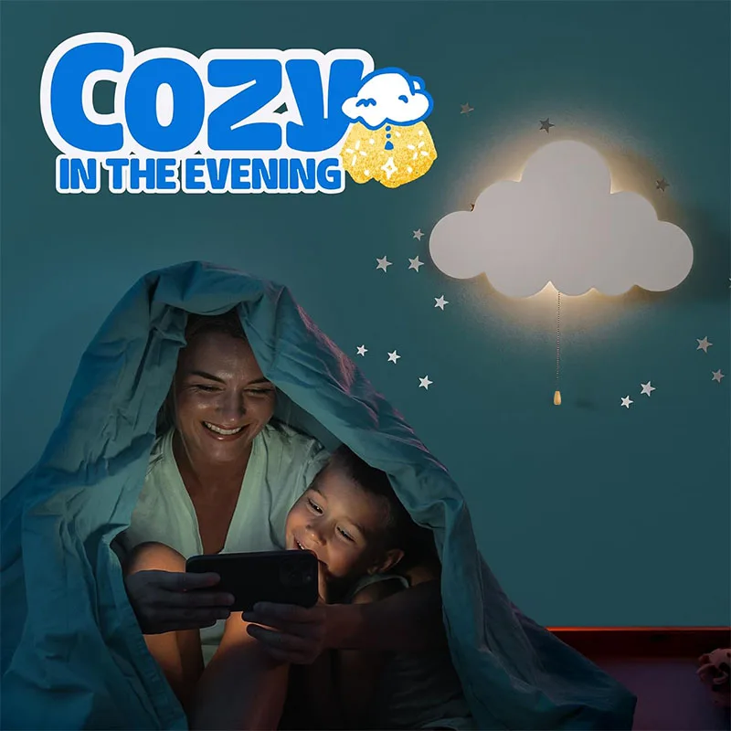 Cloud-Night-Light for Bedroom, Kawaii Kids Cloud Lights for Baby Nursery,Battery-Operated Hanging Cloud Night Lamp - Image 3