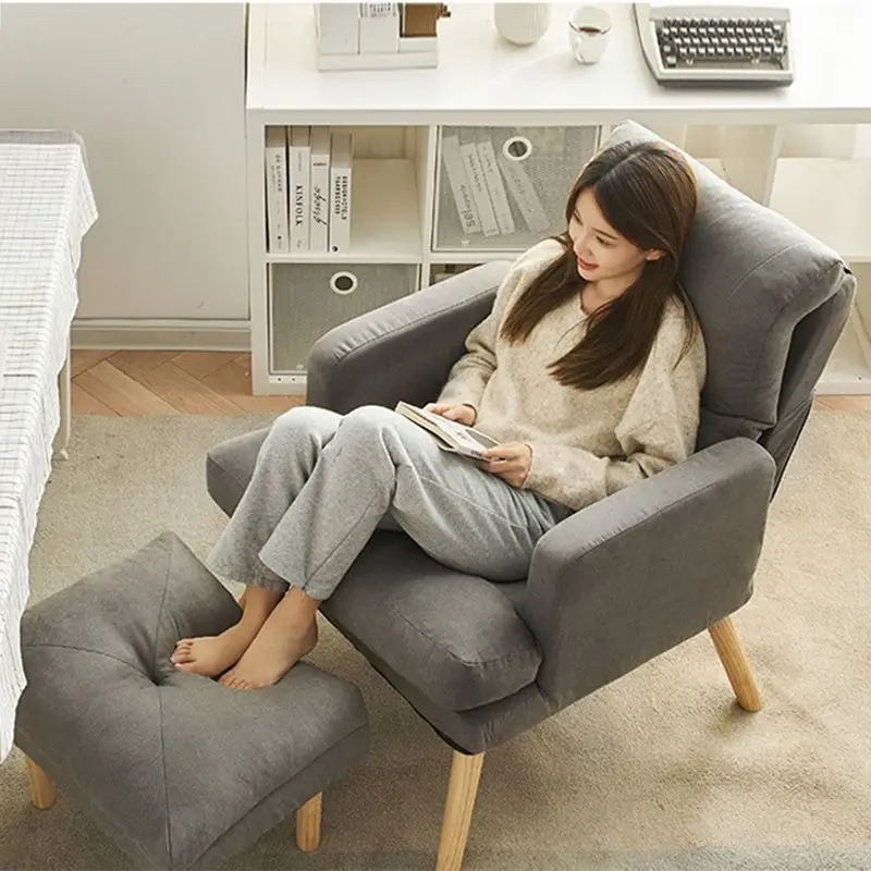 Living room lounge chair computer chair home study office chair bedroom armchair folding single person sofa chair vanity chair - Image 5
