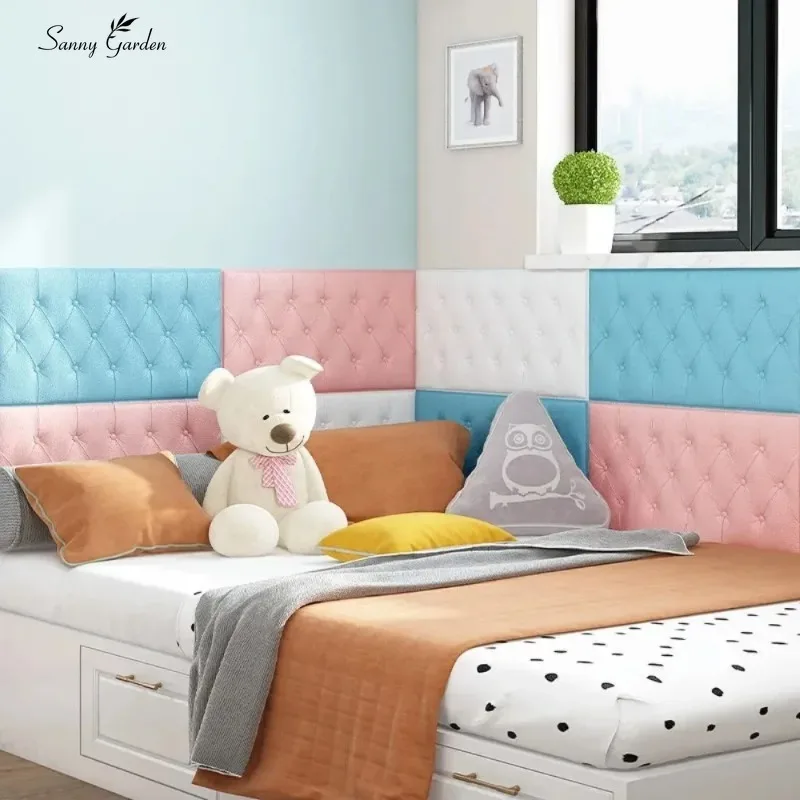 Home Decoration Anti-Collision 3D Soft Package Bed Sticker Thickened Self-Adhesive Wall Sticker Diy Tatami Headboard Bedroom
