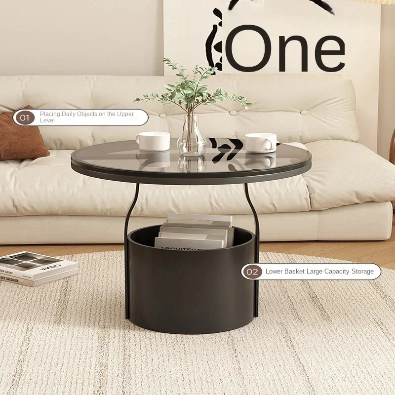Simple Mini Sofa Side Table, Creative Round Coffee Table, Light Luxury Corner Table for Home Compact Accent Table, Coffee - Image 4