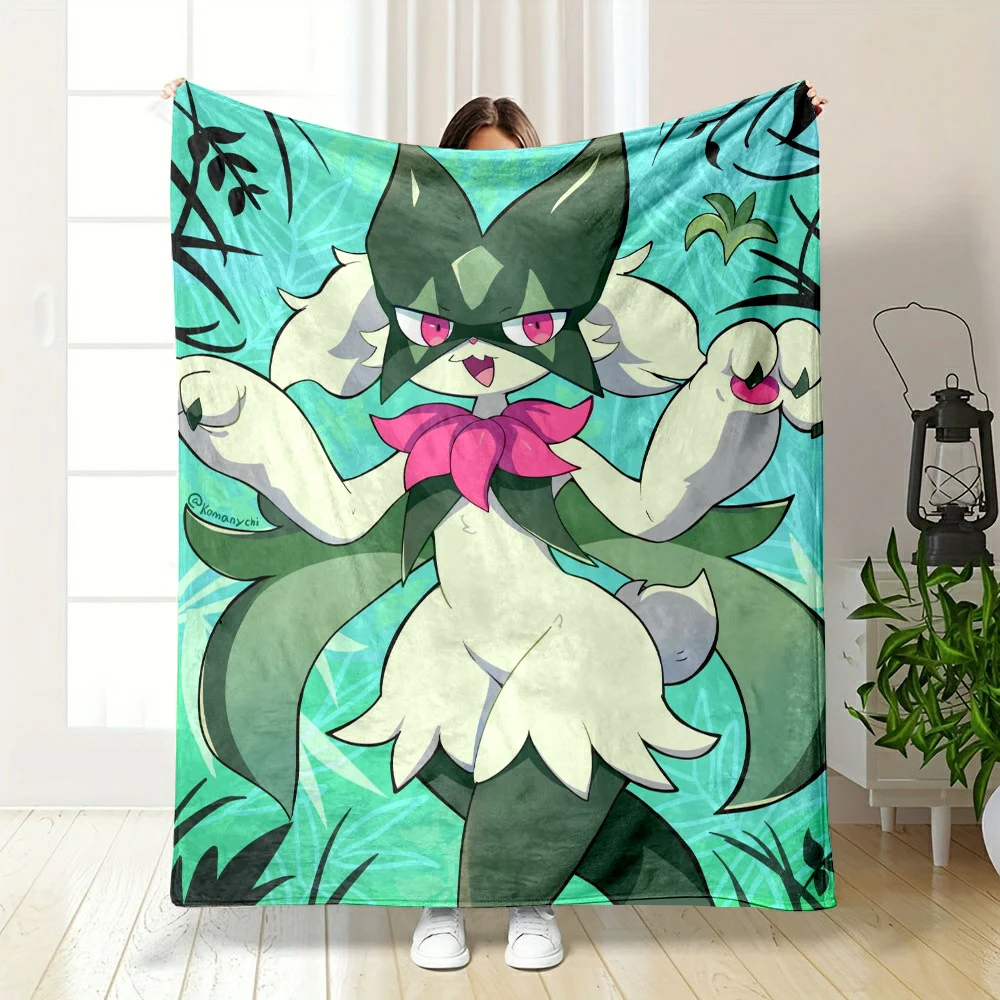 6Size Pokémon Meowscarada Pattern Blanket Warm Soft Fluffy Kids and Adult Sofa Bed Throw Blanket Suitable Outdoor Travel Camping