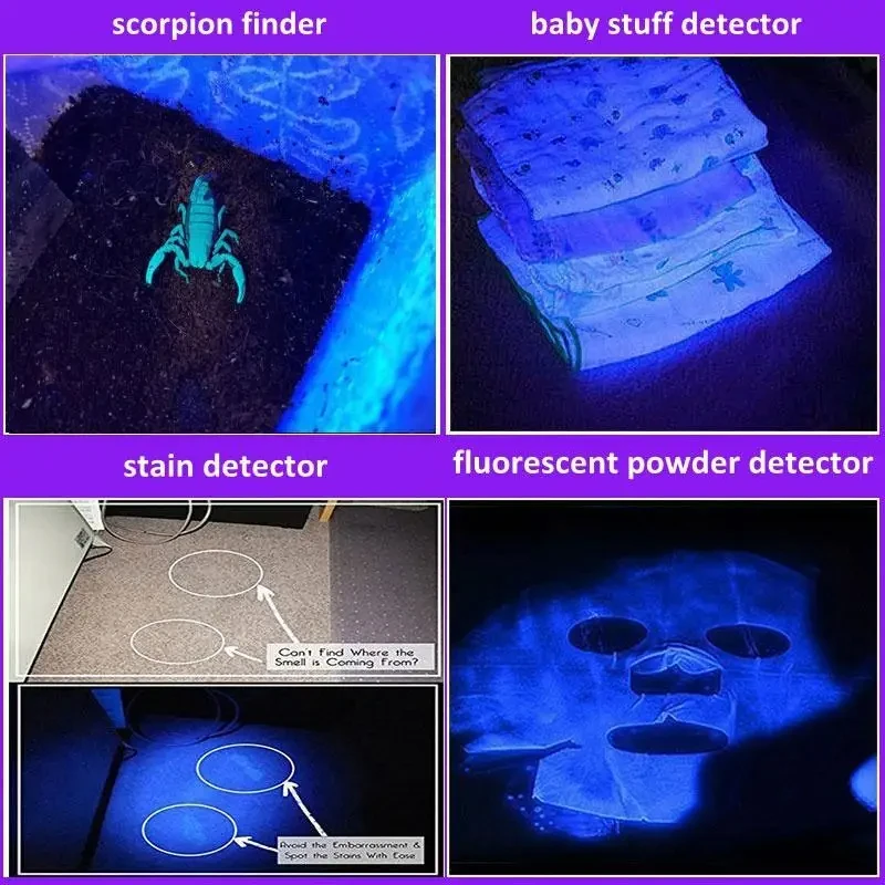 395nm UV Flashlight Blacklight Zoomable USB Rechargeable UV Light Ultraviolet Flashlight for Pet Urine Detection Resin Curing - Image 2