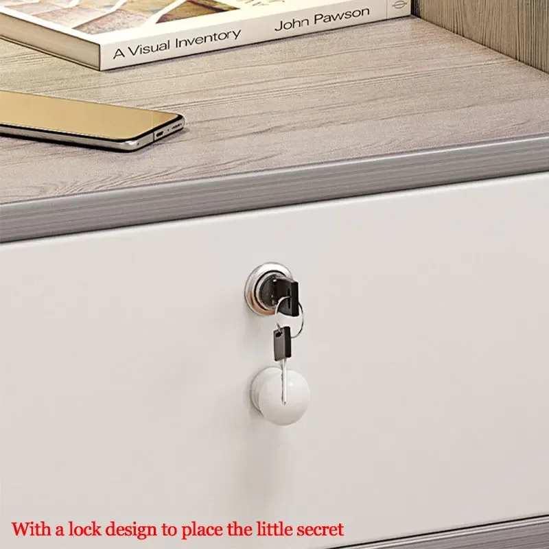 Modern Simple Nordic Bedside Table Drawer with Lock Storage Nightstand Sideboard Bedroom Furniture Multi-Layer Storage Cabinet - Image 5